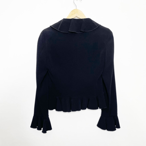 Vintage 00s Y2K MOSCHINO CHEAP AND CHIC Ruffle Blazer Black Italy WOMENS S M - Picture 7 of 10